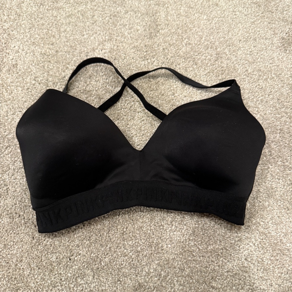 PINK Victoria's Secret 36D Wear Everywhere T-Shirt Lightly Lined Bra Black